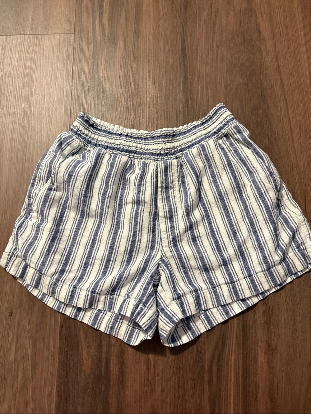Gap Linen-Blend Paperbag Shorts Navy Stripe | Size XS